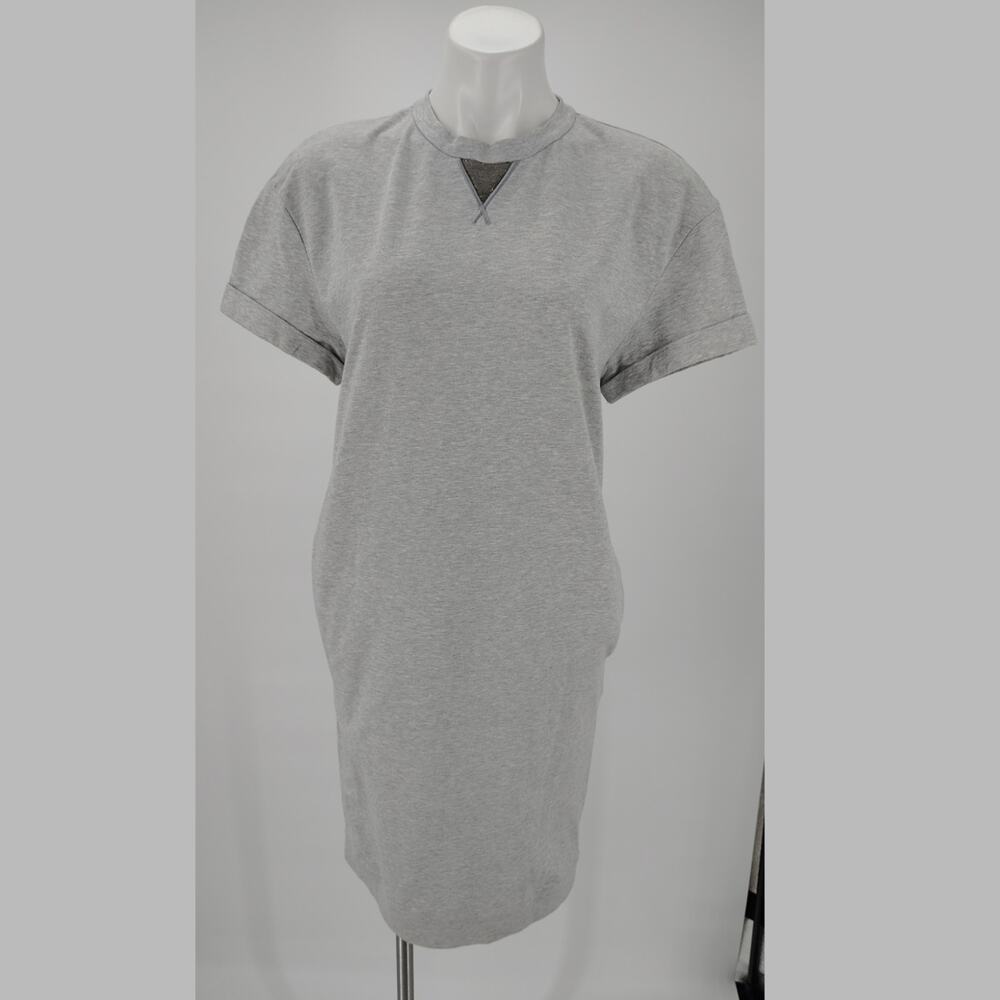 Brunello Cucinelli Bead-embellished French Cotton-blend Terry Mini Dress Gray S - Picture 2 of 14